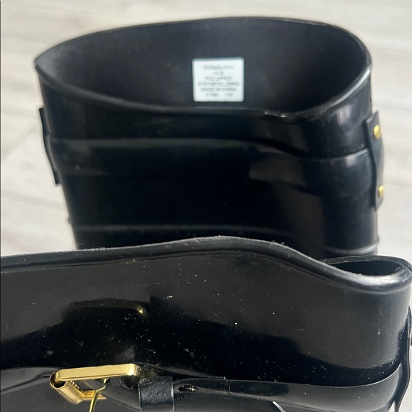 Ralph Lauren Black Tall Rain Boots with classic Gold Buckle size 10 - Picture 8 of 8